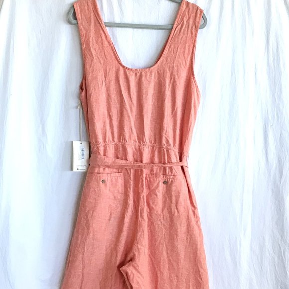 Carve Designs Bonfire Jumpsuit Women Size Large Pink Button Up Pocket Tie Waist - Picture 2 of 14